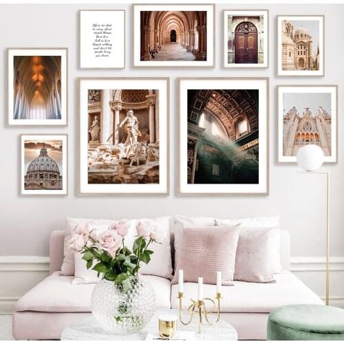 Morocco Italy Stone Figure Castle Palace Wall Art Canvas Painting Nordic Posters And Prints Wall Pictures For Living Room Decor
