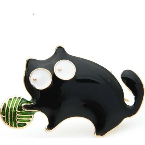 Cute Little Fat Man Playing Ball Cat Brooch Ladies Alloy Enamel Cat Animal Party Casual Brooch