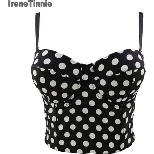 Fashion Vintage Polka Dot Corset Top Nightclub Sexy Tops Women Bra Push Up Bustier Female Tops Mujer Streetwear Clothes
