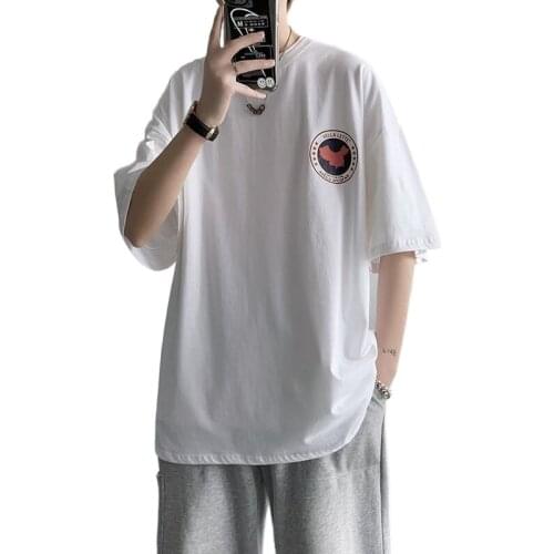 Mens summer tide brand ins super fire T-shirt trend is loose, simple and versatile Hong Kong style half sleeve clothes