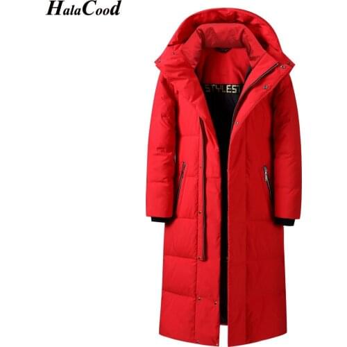 HALACOOD Brand Men Quality Large Size Lovers Jackets Thick Keep Warm Plus Long Down Jacket Hooded Down Long Coat Winter Male 5XL