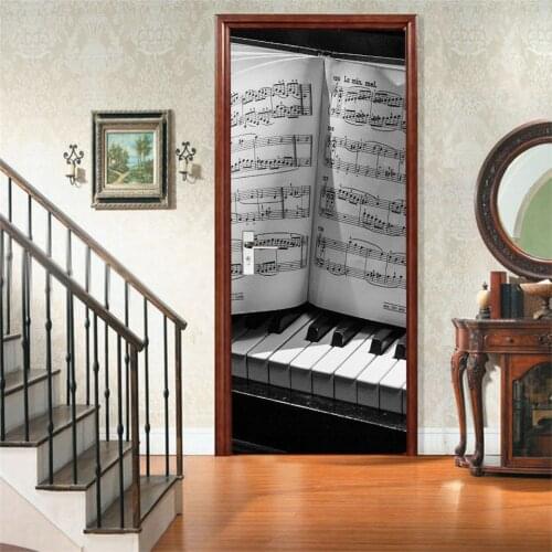 Piano Door Sticker Home Design Peel and Stick Wallpaper Vinyl Waterproof Wall Mural Decals Bathroom Room Decoration deurposter