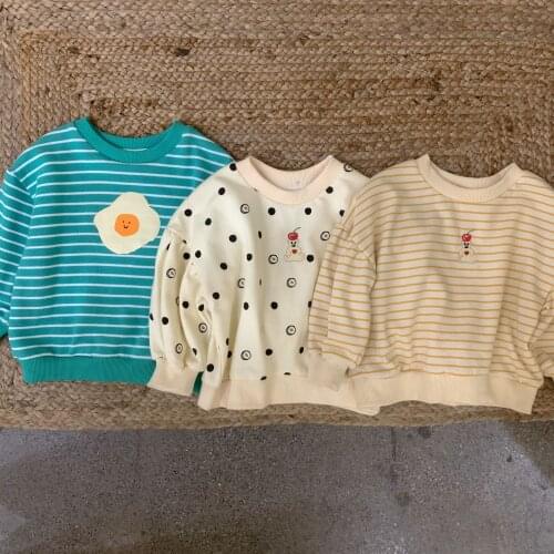 BOBOTCNUNU New Sweatshirt 2021 Kids Boys Girls Long Sleeve Dot/stripe Pullover Spring Autumn Tops Outfits