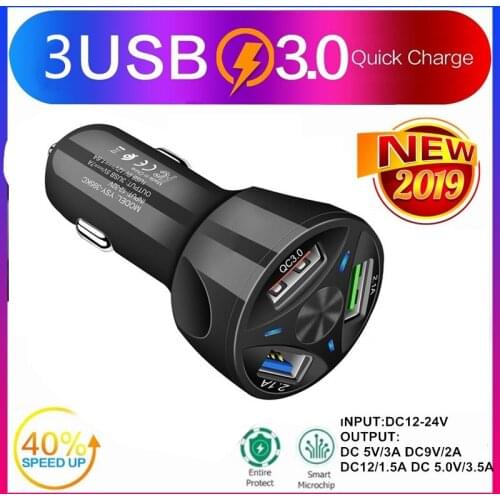 Nuevo cargador de coche QC 3,0 3USB cargador de carga rápida para Samsung S7 S6 Edge S8 S9 S10 Plus S10E S10 5G Note 8 9 10 Pro