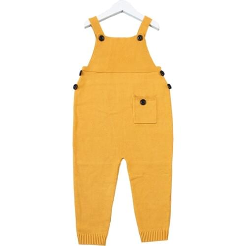 1-5Y Autumn Baby Clothes Unisex Baby Pocket Knitted Rompers Overalls Jumpsuits Boys Girls Candy Color Harem Pants Kids Clothes