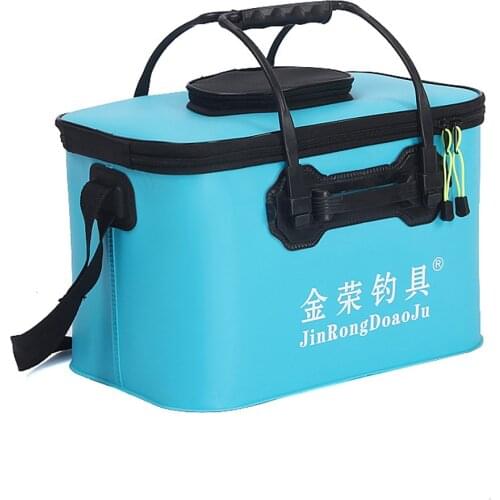 Portable Tie rod Handle Fishing Bucket Outdoor Canvas Live Fish Bag Folding Buckets Camping Hiking Boxes Fishing Tackle Tools S4