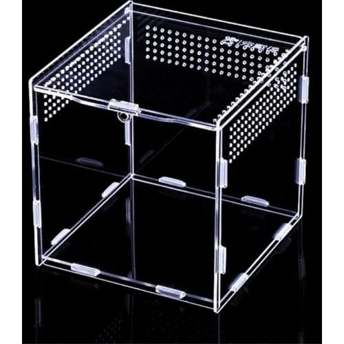 Q9QF Insect Feeding Box Transparent Container Acrylic Terrarium for Spiders Small Snakes Reptile Carrier Box Easy to Assemble