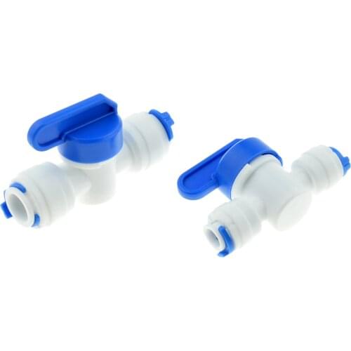 RO Straight 1/4" 3/8" Inch OD Hose Quick Connection Control Fittings Plastic Water Ball Valve Reveser Osmosis Aquarium Fittings