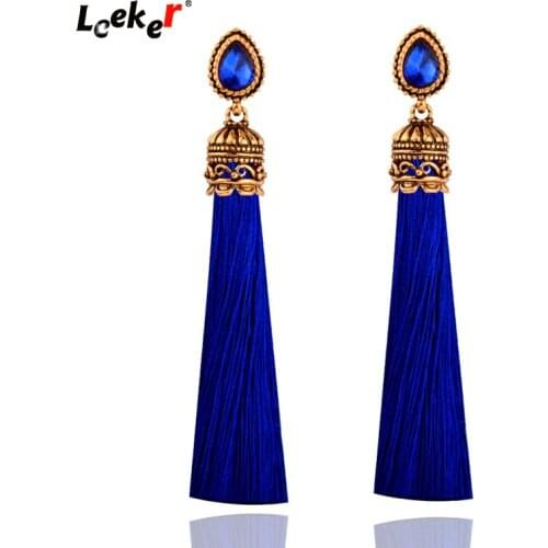 LEEKER 11 Colors Waterdrop Stone 8cm Tassels Earrings Female Boho Earring Vintage Jewelry 155 LK2