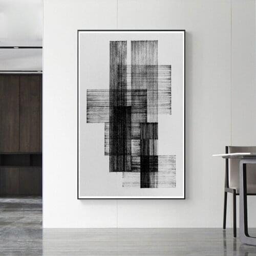 Nordic Abstract Black white line canvas painting posters and print wall art pictures for living room Modern Art Posters