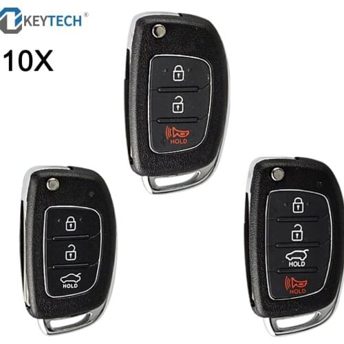 OkeyTech Flip Folding Key Case For Mistra Hyundai HB20 SANTA FE IX35 IX45 Accent I40 Solaris 10PCS Remote Key Case Fob 3 Buttons