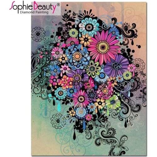 Sophie Beauty Diy Diamond Paintings Colored Flower Cross Stitch Diamond Pattern rhinestones Diamond Mosaic Home Decor 190723