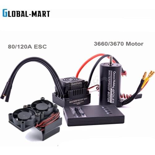 Waterproof 3660 3300KV 3800KV / 3670 2150KV 2650KV Brushless Motor S-80A 80A S-120A 120A Brushless ESC Combo Set for 1/8 RC Car