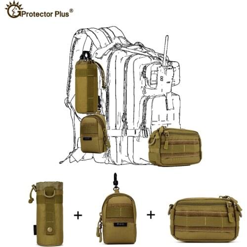 Military Tactical Pouch Set 3 Bags Molle Expand Outdoor Sports Hunting Cycling Camo Bag Single Shoulder Waist Waterproof