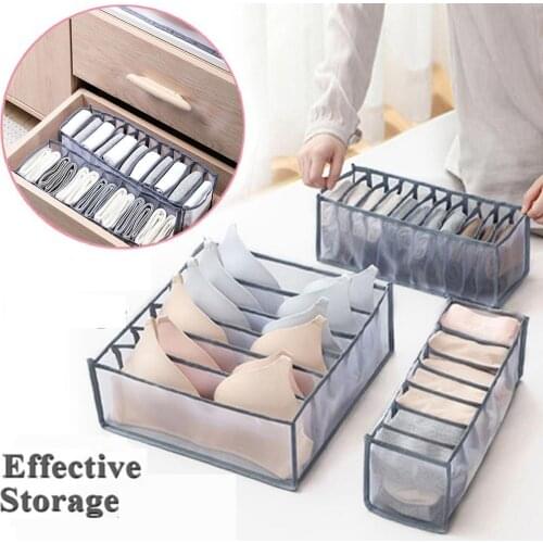 Household 6/7/11 Compartment Nylon Split Underwear Storage Box Drawer Practical Wardrobe Divider Bra Socks Organizer Case