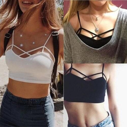 Women Sexy Crossing Strappy Bra Tops Bustier Bralette Corsets Brassiere Model Solid Color Bandage Fashion Cami Crop Top Bralette