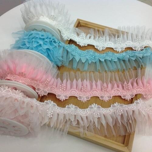 1Yard Soft Yarn Net Crumbled Soft Lace Yarn Lace Fringe Trims Pink White Blue Fantasy Yarn Clothing Accessories 8cm
