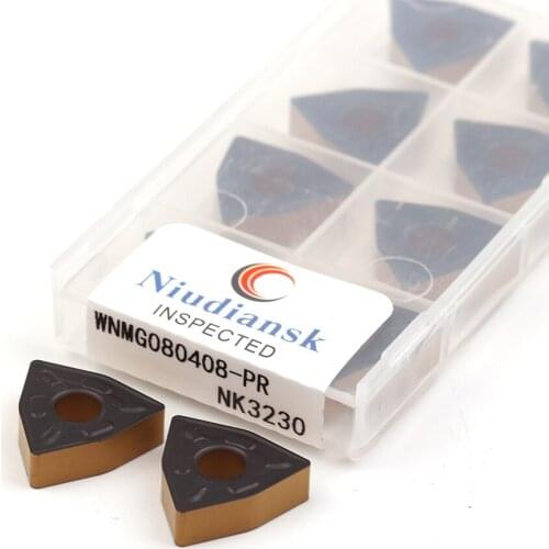 10pcs WNMG080404-PR NK3230 WNMG080408-PR NK3230 CNC lathe finishing metal blade Two-color coating turning insert for steel parts
