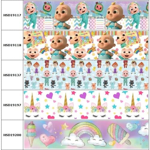 10yard Cartoon Unicorn Rainbow Heart Printed Grosgrain Ribbon Accessory Hairbow Headwear Decoration DIY Wholesale OEM 38MM 75MM