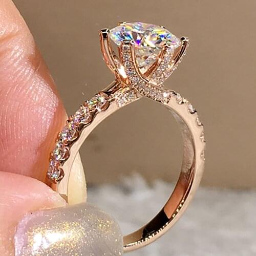 18K Au750 Rose Gold Women Ring Moissanite Diamonds 1 2 3 4 5 Carat Round Embrace Wedding Party Engagement Anniversary Ring