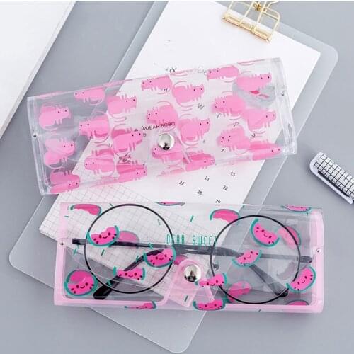 2020 Transparent Glasses Case Cover Sunglasses Holder Box Cartoon Print Eyeglasses Storage Box Clear PVC Sunglasses Pouch Bag