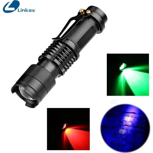 3 Modes UV Flashlight Q5 2000 Lumens Camouflage Flashlight Adjustable Focus Lantern Portable Light Hunting AA 14500 Spotlight