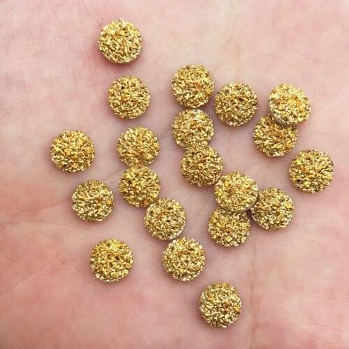 400Pcs Shiny Resin 8mm Golden Ore Round Gems Flatback Rhinestone Clothing Applique Scrapbook Jewelry DIY Craft Supplies OF930