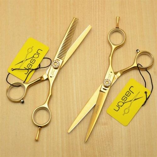 5.5 inch 16cm Brand Jason 440C 62HRC Professional Human Hair Scissors Hairdressing Scissors Cutting Shears Thinning Scissors