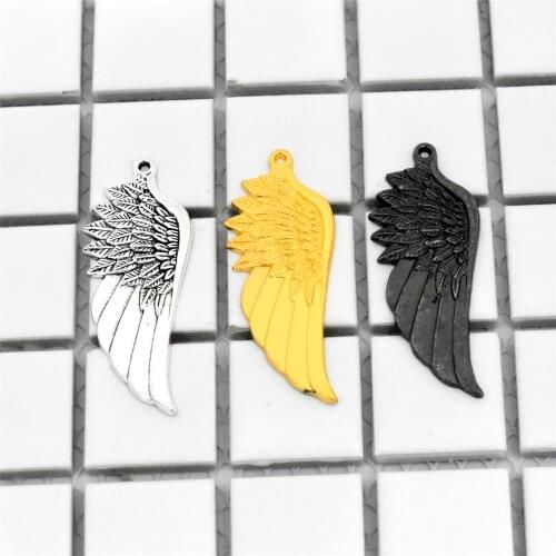 5pcs/lot 56x22x2mm Antique Silver and Gold and Gun Black Colors Plated Wings Charm Pendants For Making Handmade Jewelry