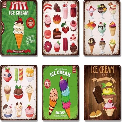 Customizable Dessert Sign Metal Tin Sign Plaque Metal Wall Decor For Dessert Shop Bar Decor Vintage Metal Signs Iron Painting