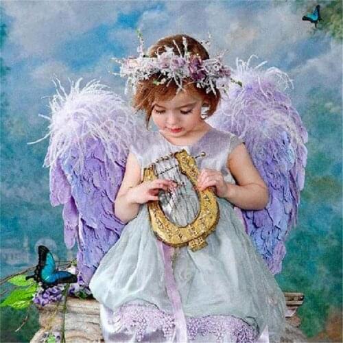 Angel Girl Printed Water-Soluble Canvas 11CT Cross-Stitch Kit DIY Embroidery DMC Threads work Craft Handiwork Handmade Decor