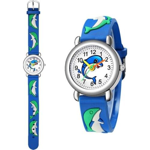 Kids watches for Boys Watches Fashion Cartoon dolphin Student Quartz Analog Wrist Watch Christmas present Watch montre enfant W3