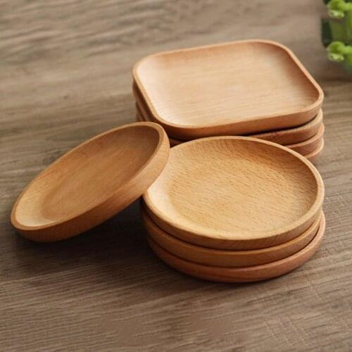 Wood Dessert Serving Tray Round / Square Wood Cake Dishes Home/ Hotel/School Sushi Plate Dinnerware Tableware