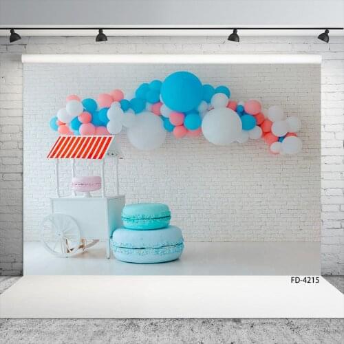 Balloon Ice Cream Truck Brick Wall Floor Photography Backgrounds Baby Children Portrait Photography Backdrops For Photo Studio