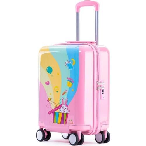 Kids trolley luggage travel suitcase with wheels carry on cabin trolley bag for childrens rolling luggage 18'' Cute case gift