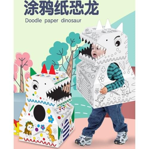 DIY Handmade Paper Box Costume Cartoon Animal Dinosaur Car Cardboard Clothes Costume for Kids