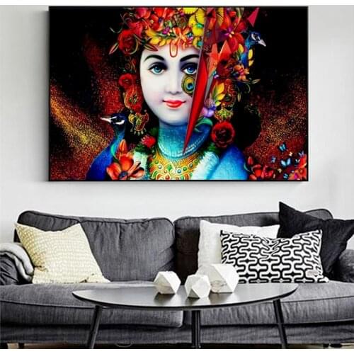 Hindu God Figure Canvas Painting Shiva Parvati Ganesha Indian Posters and Prints Wall Art Pictures for Living Room Decor Cuadros