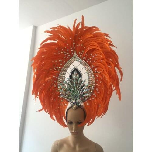 Carnival feather headwear for girls party dancing performance female clothes bow hair headdress dance feather headpiece costume