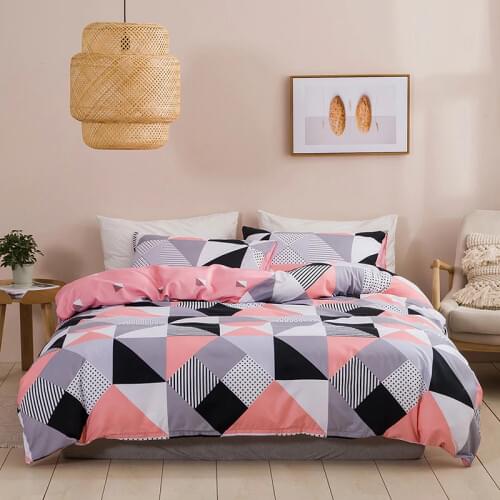 Double side printing Linens bedding set 2/3pcs single double bed linen Geometric nordic bed / duvet cover Pillowcase for Home
