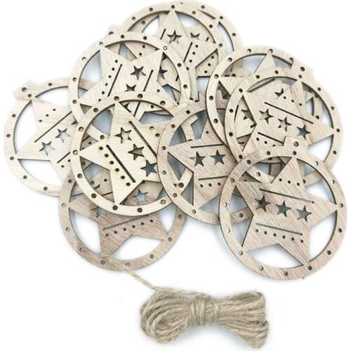 10pcs Natural Wood Slices Round Wooden Discs with Holes for Crafts Supplies DIY Christmas Ornaments Wedding Hanging Decor