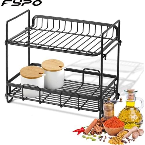 Kitchen Dish rack Cutlery organizer Double Layer Iron Storage Rack Drianer Kitchen Condiment Rack Bathroom Accessory Organizer