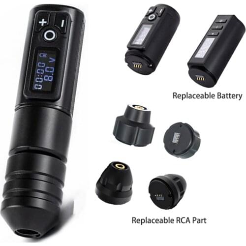 Newest Ambition Wireless Tattoo Pen Machine Powerful Coreless DC Motor Fast Charging 1950 mAh Lithium Battery RCA Adpater