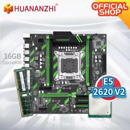 HUANANZHI X79 ZD3 X79 motherboard with Intel XEON E5 2620 V2 with 2*8G DDR3 RECC memory combo kit set SATA USB3.0 NVME NGFF M.2