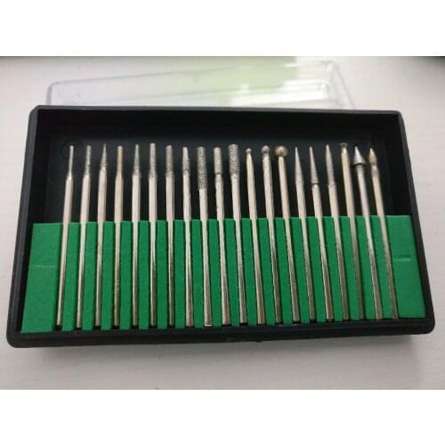 Jewellery making Assorted Jewelers Lapidary Diamond Coated Burs Set Dremel Kit 2.35mm Shanks 20pcs