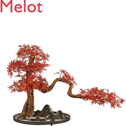 New Chinese Artificial Maple Leaf Bonsai Zen Hallway Light Luxury Soft Decoration Home Sample Room Decoration Ornaments