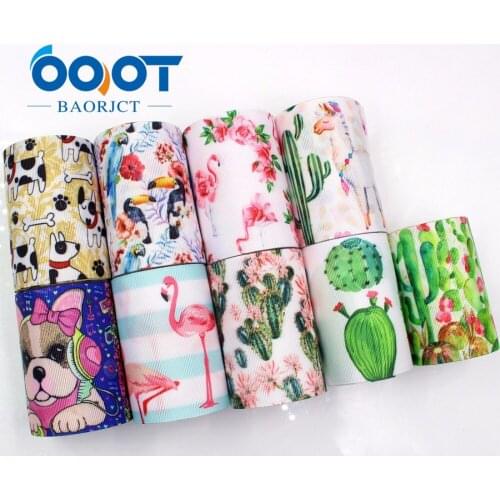 OOOT BAORJCT I-18428-16 75 mm 10 yards/lot cartoon Ribbons Thermal transfer Printed grosgrain Wedding Accessories DIY material