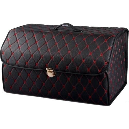 High Quality PU Leather trunk organizer Box Storage Bag Upgrade metal lock Auto Car Suv Trunk Stowing Tidying car accessories