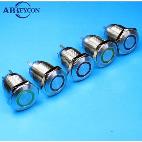 TY 16111 IP67 1NO flat round anti-vandal LED illuminated metal button High quality switch