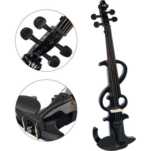 Full Size Electric/Silent Violin Fiddle Kit with Violins Accessories Set for Violinist(Black)