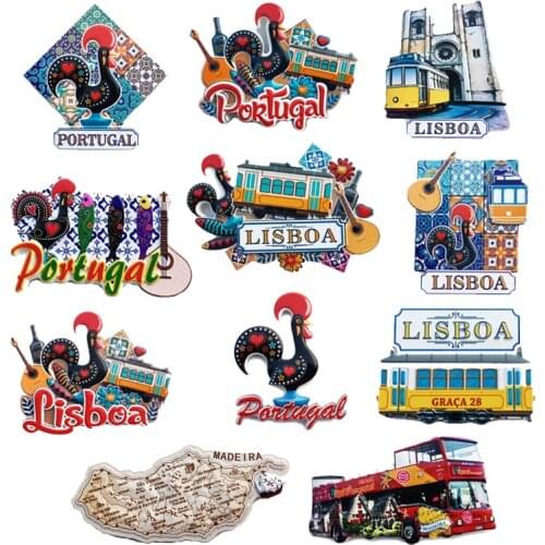 Portugal Fridge Magnets Tourist Souvenir Portuguese Cock Lisboa Tram Guitar Magnetic Refrigerator Sticker Collection Travel Gift